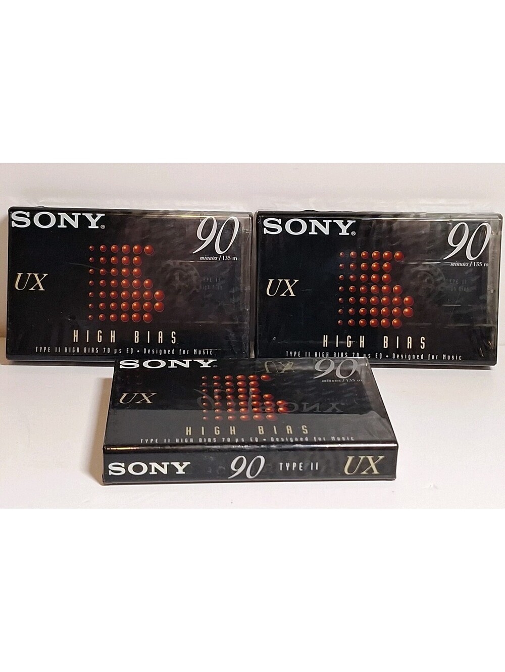 3 LOT SONY  UX  90  1996 USA  TYPE II   BLANK CASSETTE TAPES (SEALED)